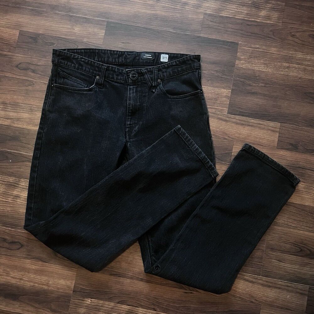 Volcom Vorta Slim Straight True To This Black Jeans Sz 31 Grunge Skater Biker